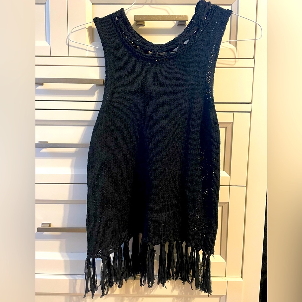 Pepin Womens Knit Tank Top Shirt Tassels - Small